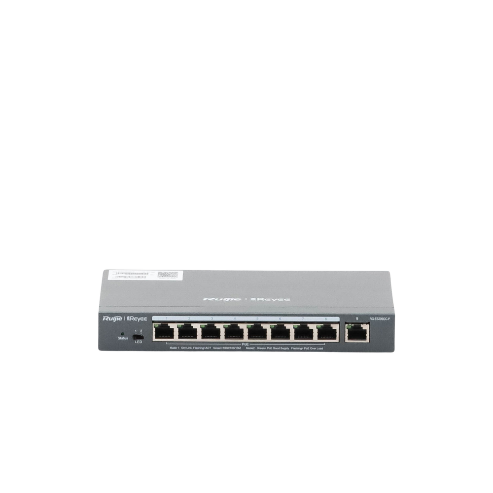 Switch PoE gigabit inteligente con 9 puertos gigabit, 8 puertos PoE+ hasta 120W, reconocimiento de cámaras IP, valor único para redes CCTV, gestionable en la nube