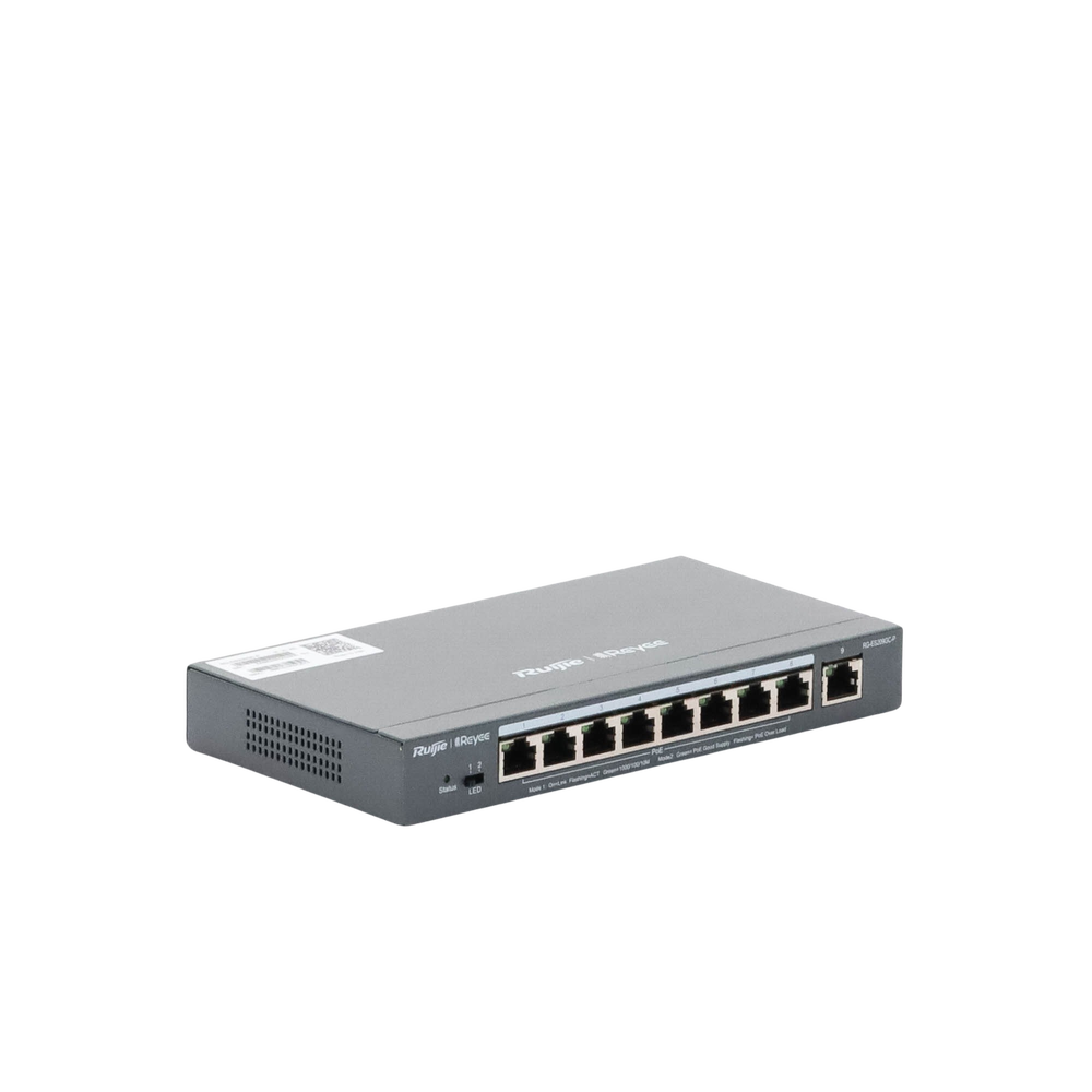 Switch PoE gigabit inteligente con 9 puertos gigabit, 8 puertos PoE+ hasta 120W, reconocimiento de cámaras IP, valor único para redes CCTV, gestionable en la nube