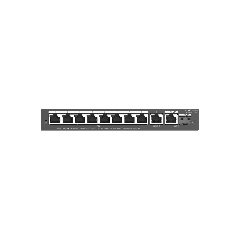 Switch Administrable PoE con 8 Puertos Gigabit PoE 802.3af/at + 1 Puerto Uplink Gigabit + 1 Puerto Combo SFP/RJ45 Gigabit, Gestión Gratuita desde la Nube, 120W