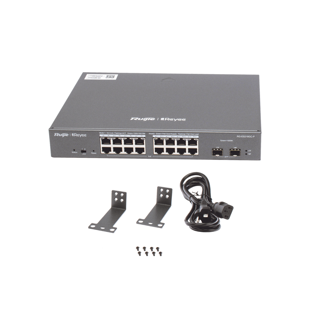 18-Port Cloud Managed Smart Gigabit PoE Switch, 16 Gigabit PoE+ Ports, 2 SFP, IP Camera Recognition, Unique Value for CCTV Networks, Automatic Loop Prevention to Ensure Service Continuity