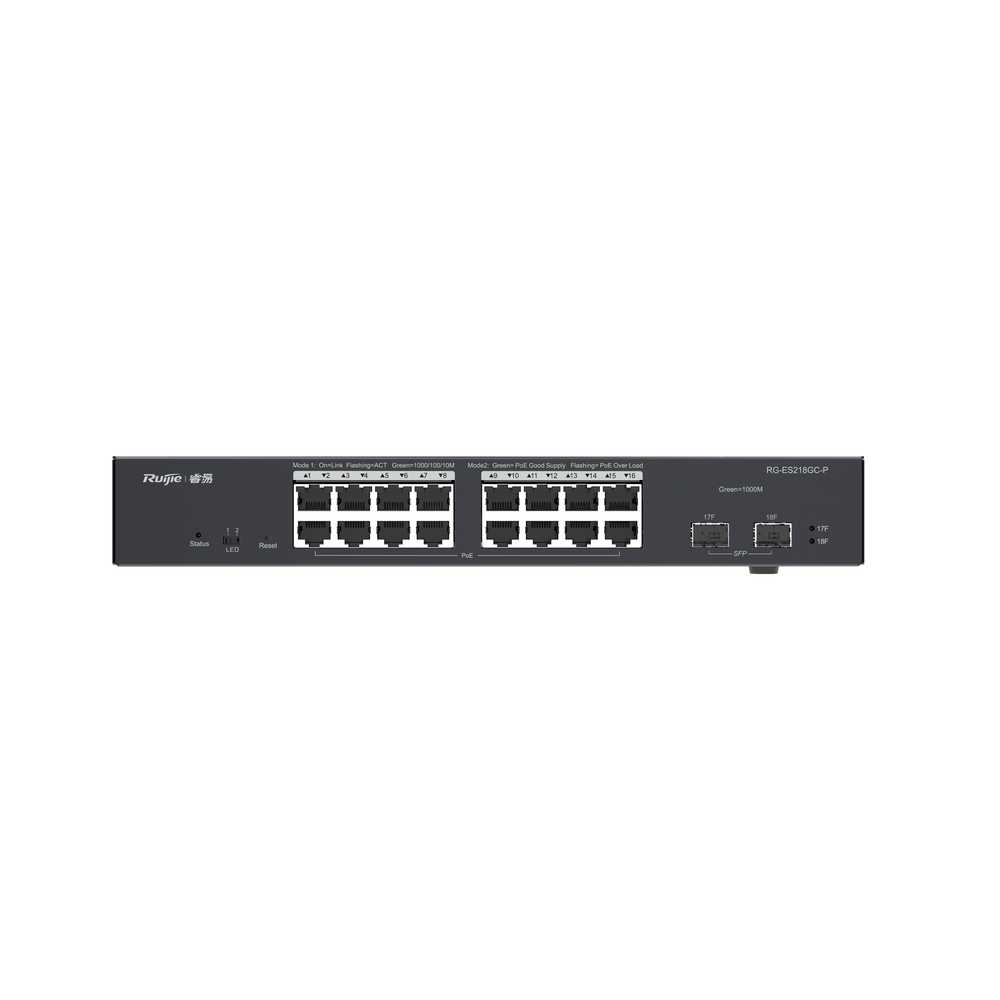 Switch PoE Gigabit Inteligente de 18 Puertos Gestionable en la Nube, 16 Puertos Gigabit PoE+, 2 SFP, Reconocimiento de cámaras IP, valor único para redes CCTV, Prevención automática de bucles para asegurar la continuidad del se