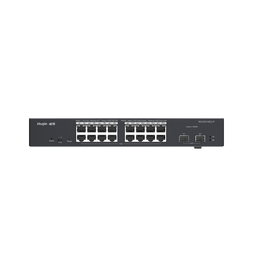 Switch PoE Gigabit Inteligente de 18 Puertos Gestionable en la Nube, 16 Puertos Gigabit PoE+, 2 SFP, Reconocimiento de cámaras IP, valor único para redes CCTV, Prevención automática de bucles para asegurar la continuidad del se