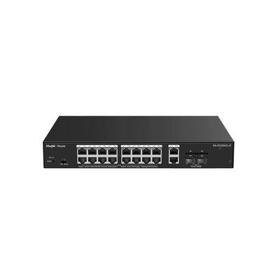 Switch L2 Administrable con 20 puertos Gigabit (16 PoE 802.3af/at) + 2 SFP para fibra 1Gb, gestión gratuita desde la nub