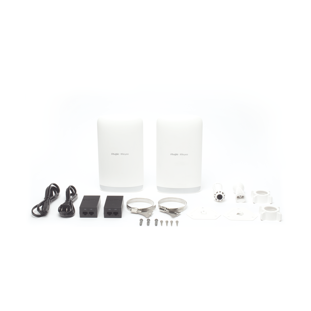 Kit Completo / RG-EST350 V2, Puente Inalámbrico de Doble Flujo 802.11AC de 5GHz, MU-MIMO 2X2 Hasta 5 KM y Hasta 867 Mbps.