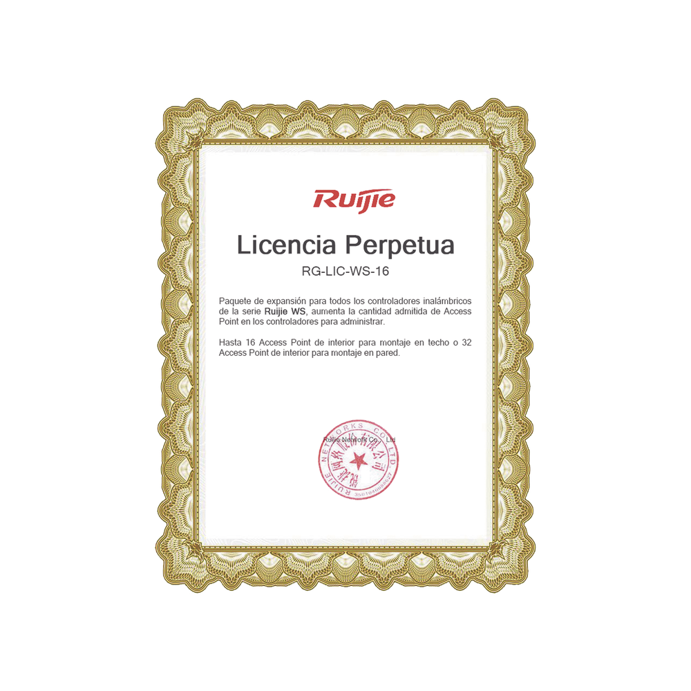 Licencia para Controladora On-Primise Ruijie Networks Enterprise 16 APs