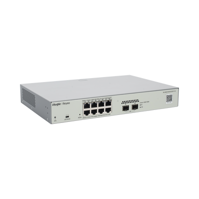 Switch Administrable PoE Capa 2 con 8 Puertos Gigabit PoE 802.3af/at + 2 SFP Para Fibra 1Gb, Gestión Gratuita desde la N