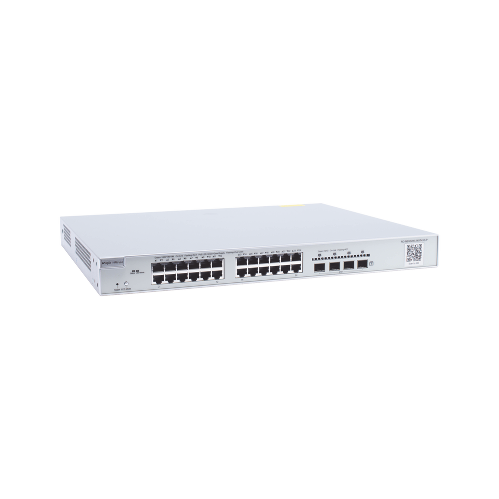 RG-NBS3200-24GT4XS-P, Switch PoE Administrable en la Nube de Capa 2 Gigabit de 24 Puertos, 4 * 10G Enlace Ascendente SFP+, 370W