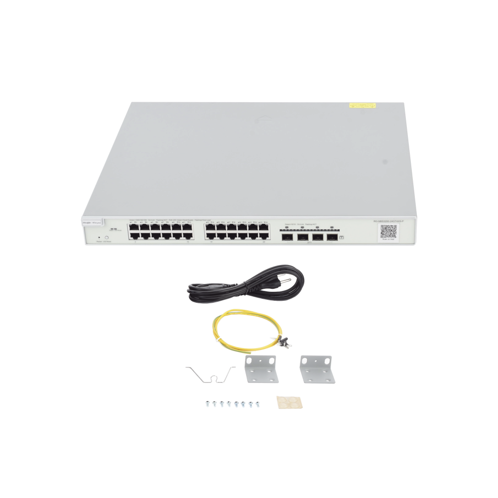 RG-NBS3200-24GT4XS-P, Switch PoE Administrable en la Nube de Capa 2 Gigabit de 24 Puertos, 4 * 10G Enlace Ascendente SFP+, 370W