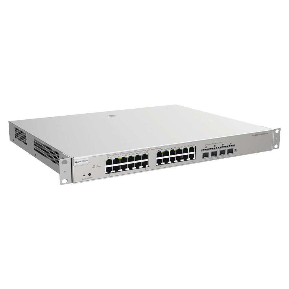 Switch Administrable PoE L3 con 24 puertos Gigabit PoE 802.3af/at + 4 SFP, gestión gratuita desde la nube, 370w