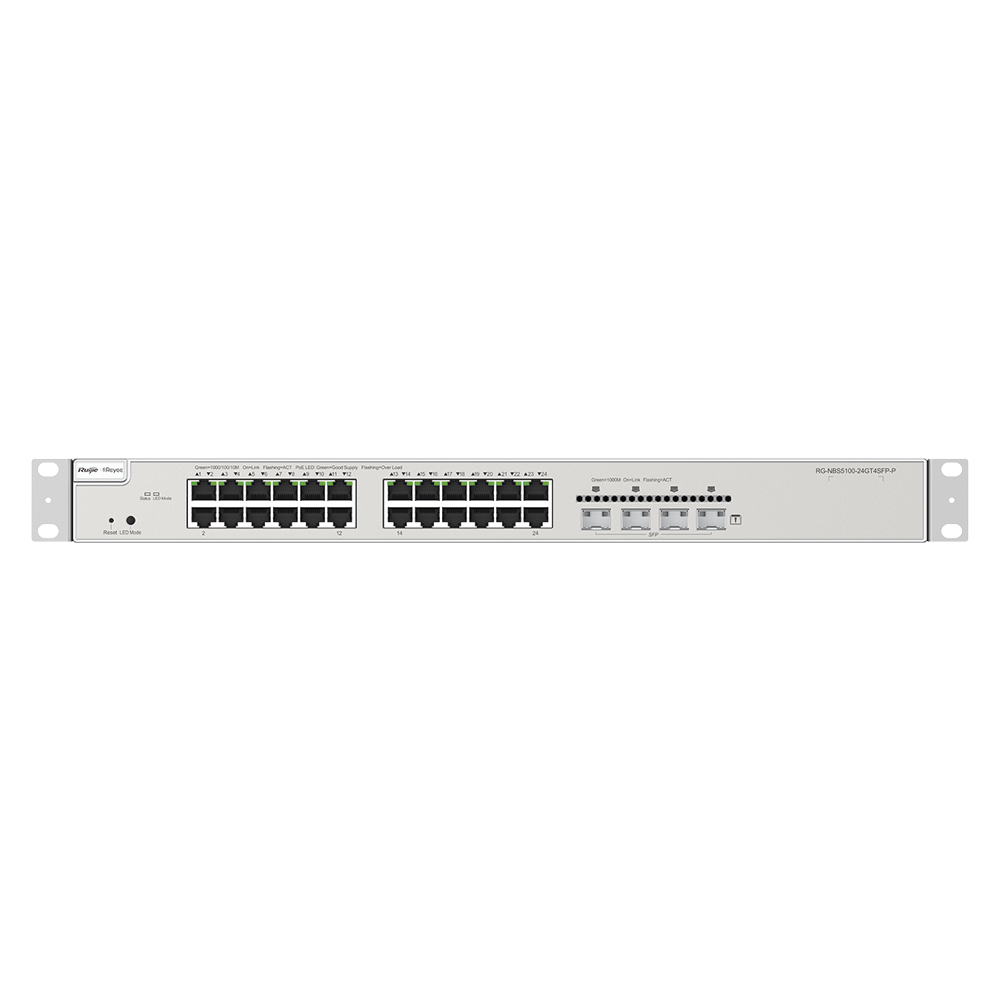 Switch Administrable PoE L3 con 24 puertos Gigabit PoE 802.3af/at + 4 SFP, gestión gratuita desde la nube, 370w