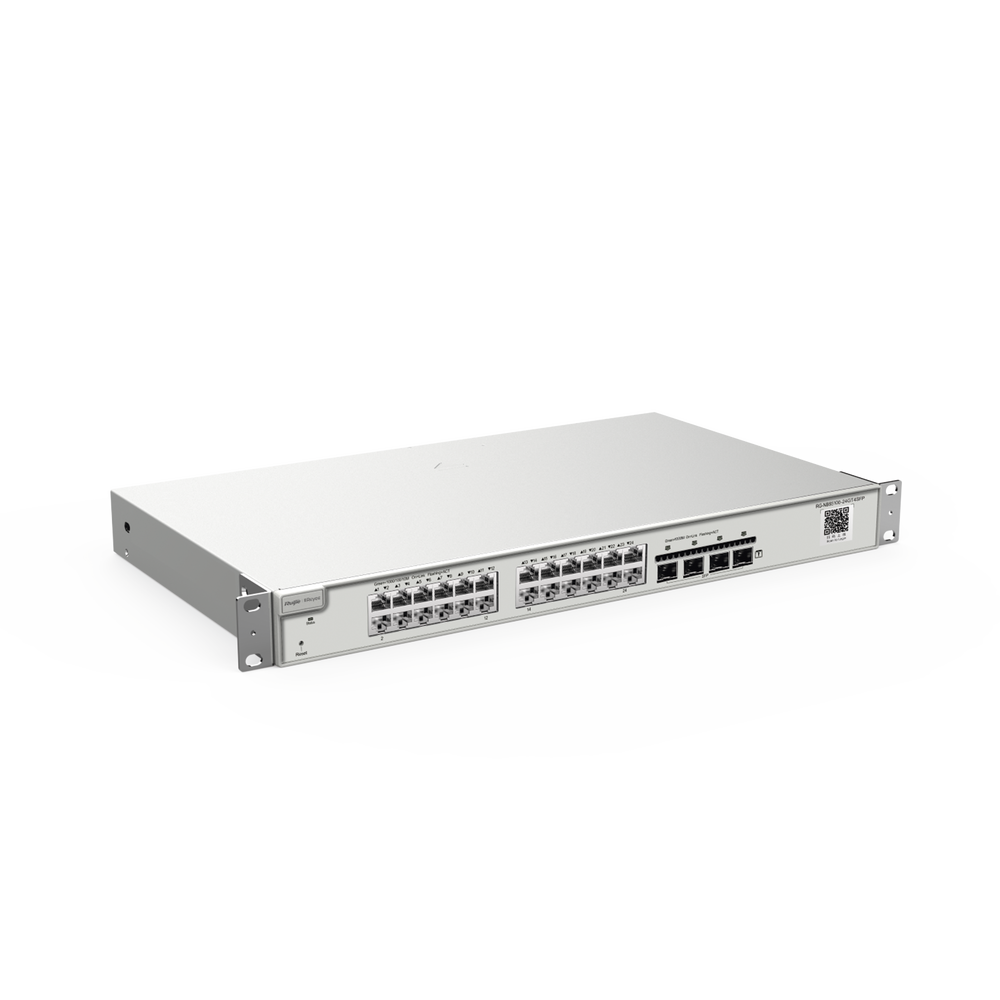 Switch Administrable con 24 Puertos Gigabit + 4 SFP+ para Fibra 10Gb, Gestión Gratuita desde la Nube
