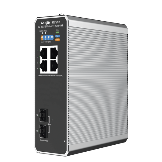 Switch Industrial PoE con gestión en la nube con 1 puerto PoE++, 3 puertos PoE+ y 2 puertos uplink SFP, Ideal para temperaturas Extremas y protección contra descargas