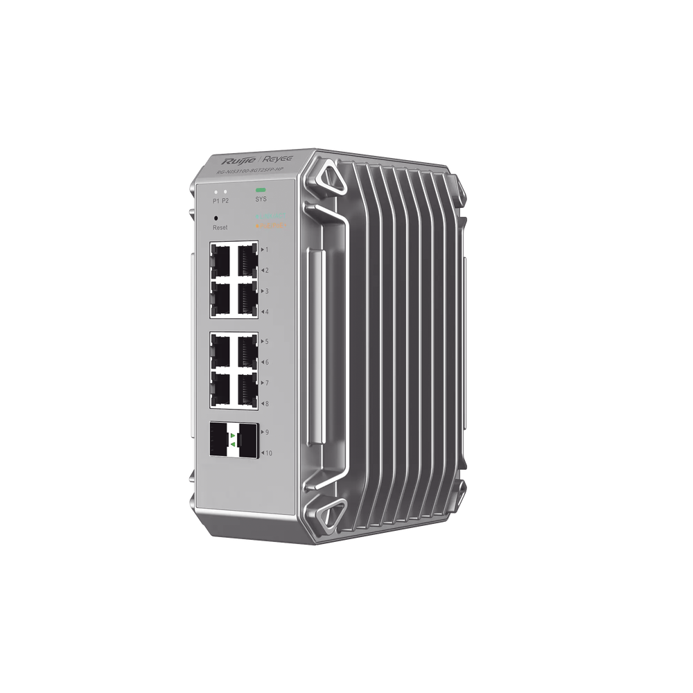 Switch de Verdadero Grado Industrial Especialmente Diseñado para Entornos Duros, Cuenta con 10 Puertos Gigabit, 8 de ellos Puertos PoE+ y 2 Puertos de Enlace Ascendente SFP