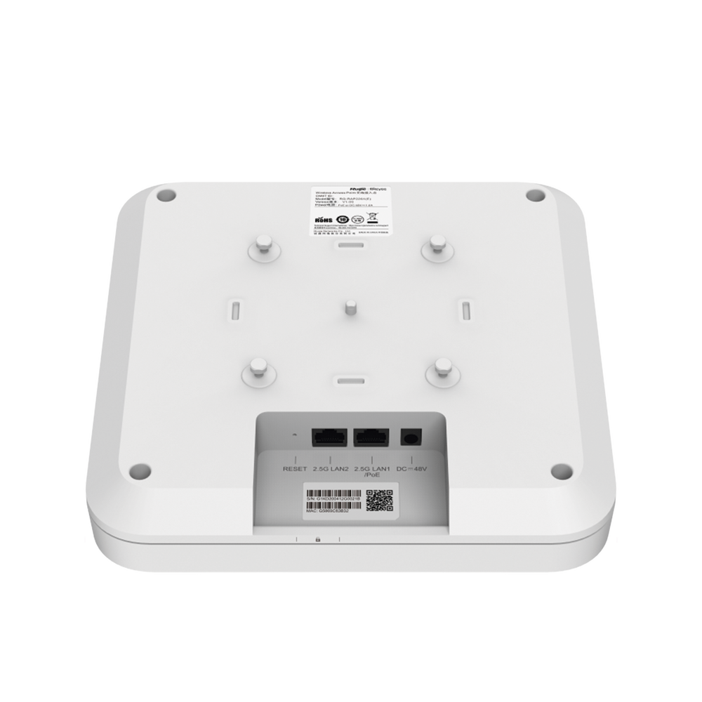 Punto de acceso Wi-Fi6 de techo para interior 360°, doble banda, 5.95 Gbps, hasta 512 usuarios, 2 puertos de 2.5GE, portal cautivo standalone, soporta Mesh, MU-MIMO 4x4