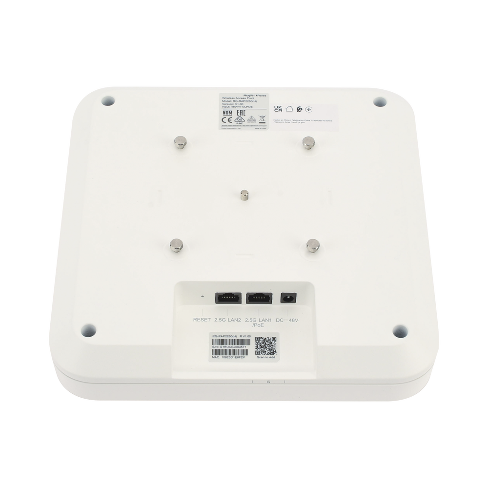 Punto de acceso Wi-Fi6 de techo para interior 360°, doble banda, 5.95 Gbps, hasta 512 usuarios, 2 puertos de 2.5GE, portal cautivo standalone, soporta Mesh, MU-MIMO 4x4