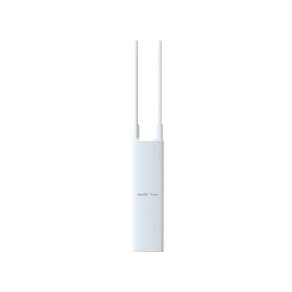 Punto de acceso Wi-Fi 5 para exterior 360°, IP 65, doble banda 802.11ac wave2, 1267 Mbps, 1 puerto GE, hasta 110 usuarios, compatible con reyee mesh, portal cautivo standalone, antenas desmontables para cobertura personalizada