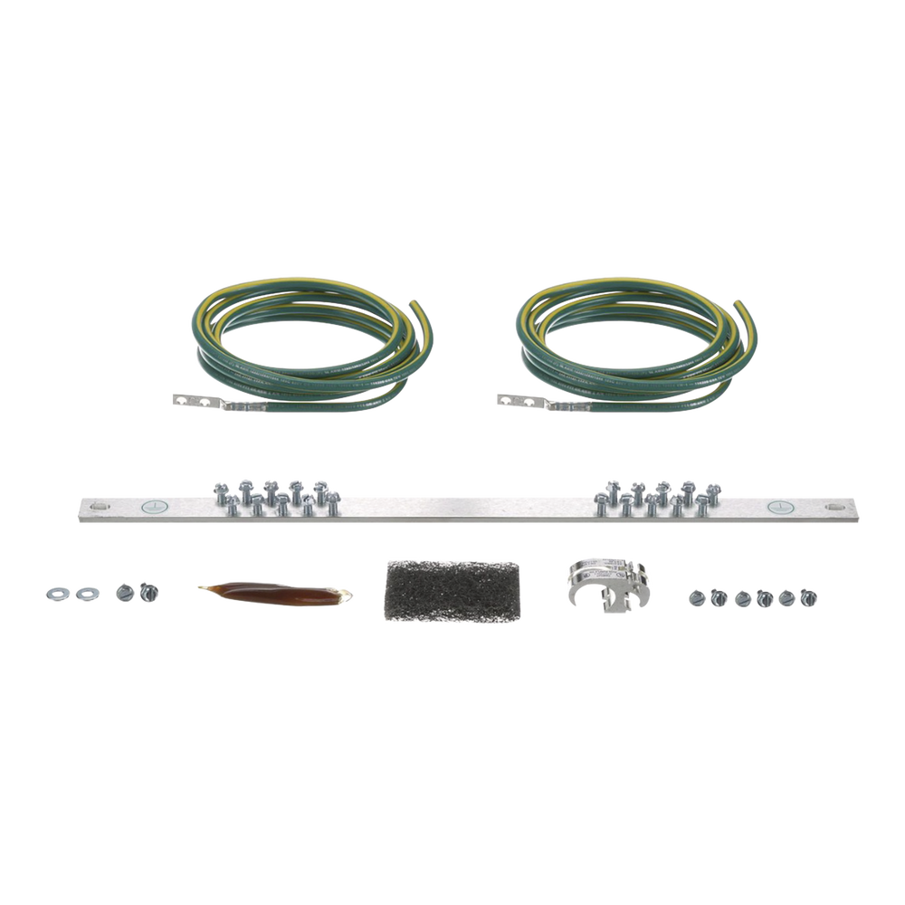 Kit de Puesta a Tierra con dos Jumpers 6 AWG y Barra de Conexiones de 20 Orificios, para Rack de 19in