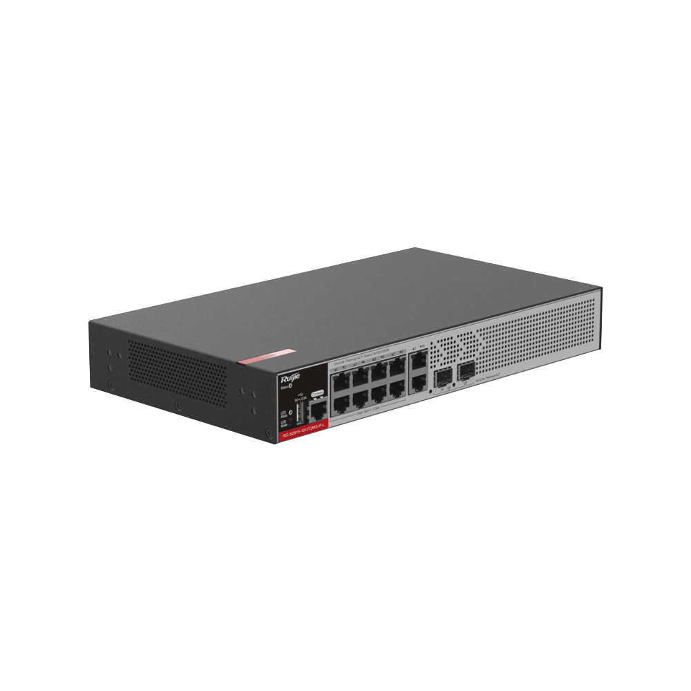 Switch Administrable L2+ con 10 puertos Gigabit (1-8 PoE+), 2 SFP para fibra 1Gb / 2.5 Gb , gestión gratuita desde la nube, 125w