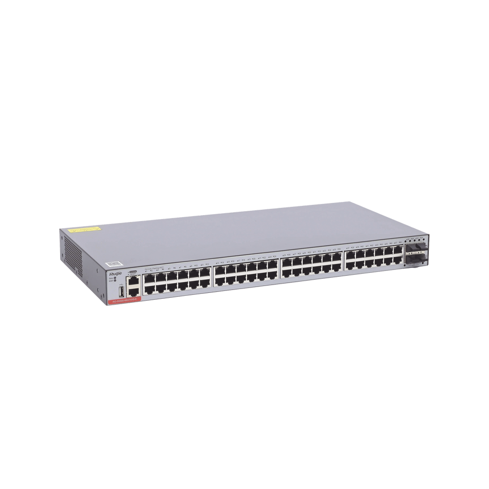 Switch Administrable Capa 3 con 48 puertos Gigabit + 4 SFP+ para fibra 10Gb, gestión gratuita desde la nube.