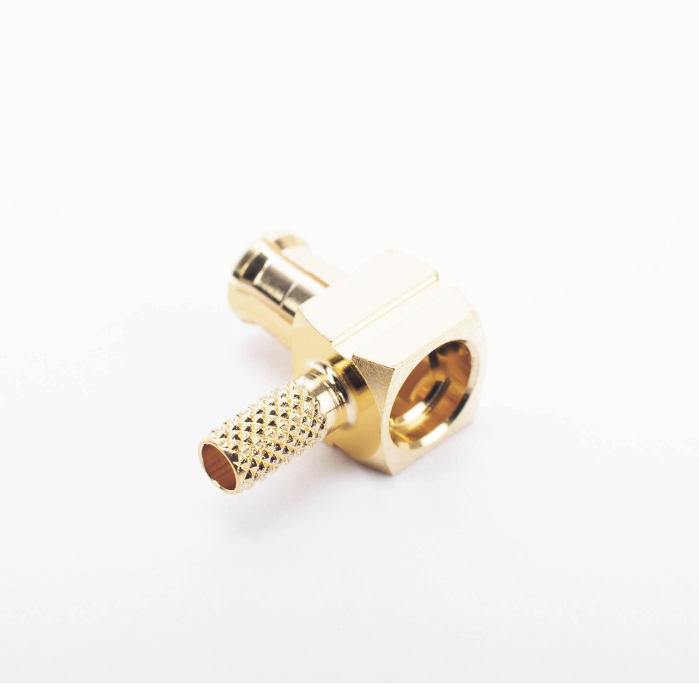 MCX Male Right Angle Connector with Folding Ring for RG-174/U Cable, 8216, Gold/Gold/Teflon.