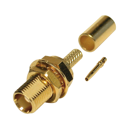 Conector MCX Hembra para Panel Trasero D-Plano, de Anillo Plegable para RG-316/U, Grupo B, Oro/ Oro/ Teflón. 