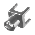 Conector MCX Hembra de Montaje Vertical para PCB, con Terminal y 4 Patas, Níquel/ Oro/ Teflón.