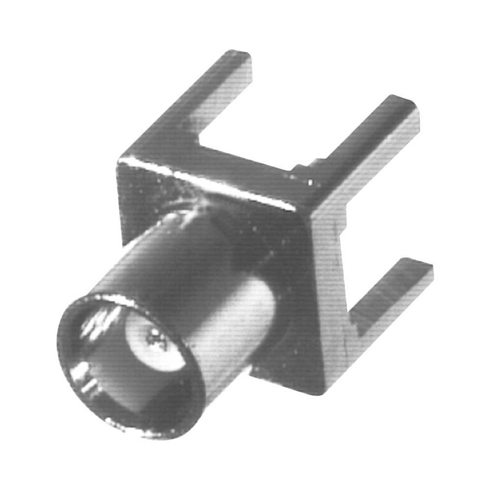 Conector MCX Hembra de Montaje Vertical para PCB, con Terminal y 4 Patas, Níquel/ Oro/ Teflón.