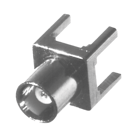 Conector MCX Hembra de Montaje Vertical para PCB con Terminal y 4 Patas, Oro/ Oro/ Teflón.