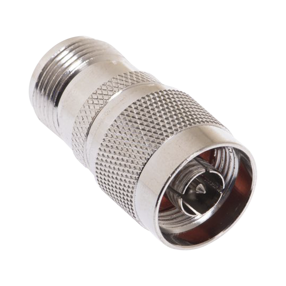 Inline Adapter, Reverse N Female to N Male Connector, Nickel/Gold/Teflon.