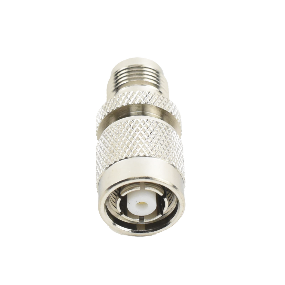 Adaptador en Línea, de Conector TNC Macho Inverso a TNC Hembra, Nquel/ Oro/ Teflón.