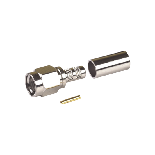  Conector SMA Macho Inverso, de Anillo Plegable para RG-58/U, Niquel /Oro /Teflón.