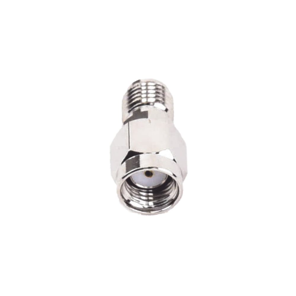 Inline Adapter Reverse SMA Male to SMA Female Connector, Nickel/Gold/Teflon.