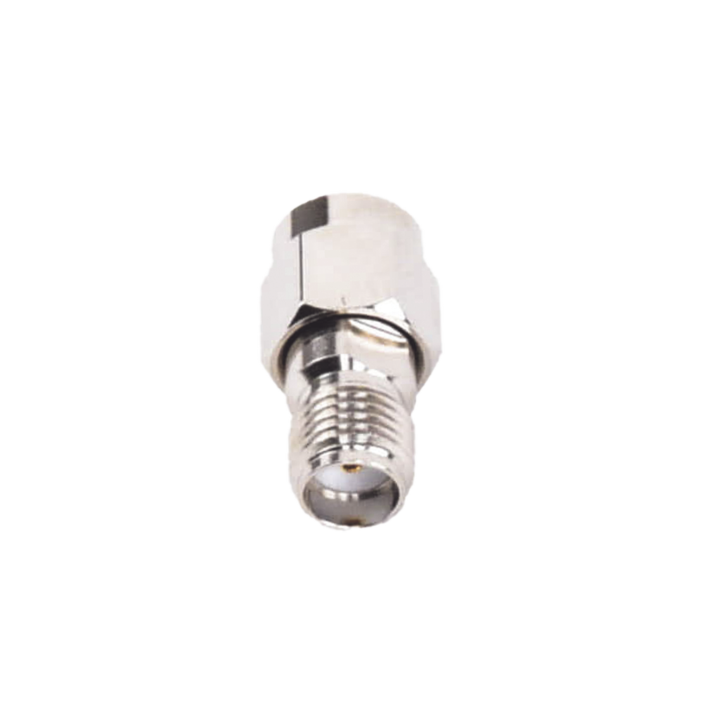 Inline Adapter Reverse SMA Male to SMA Female Connector, Nickel/Gold/Teflon.