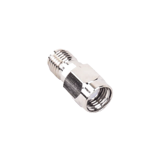 Adaptador en Línea de Conector SMA Macho Inverso a SMA Hembra, Níquel/ Oro/ Teflón.