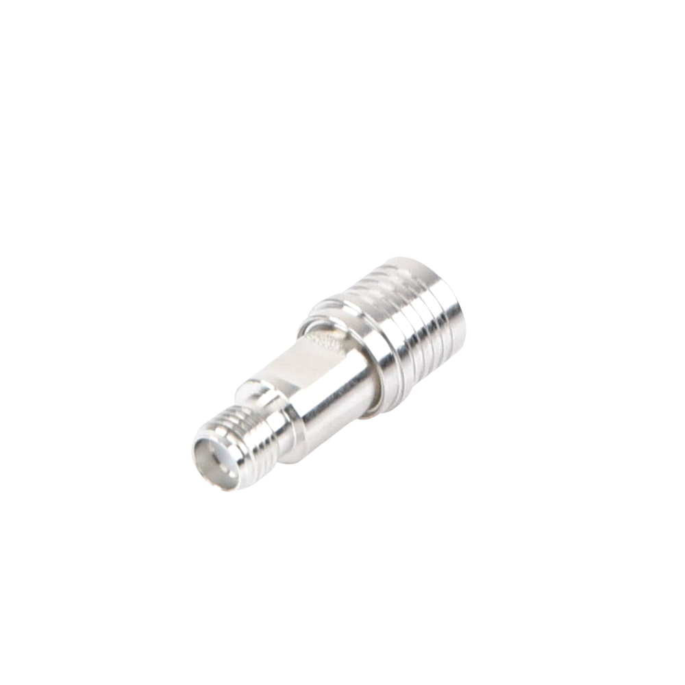 Low PIM Inline Adapter, QMA (Quick Mate) Male to SMA Female Connector, White Bronze/Gold/Teflon.