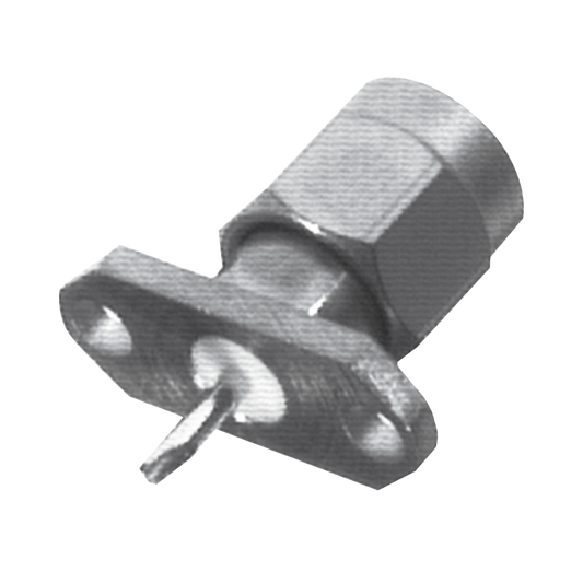 Conector SMA Macho de 2 Perforaciones, Montaje en Panel con Terminal Soldable, Níquel/ Oro/ Teflón.â€‹
