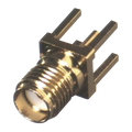 Conector SMA Hembra de Montaje Vertical con Terminal y 4 Patas Largas para PCB, Oro/Oro/Teflón.