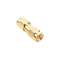 Adaptador Tipo Barril, de Conector SMA Macho a SMA Macho, Oro/ Oro/ Teflón.â€‹
