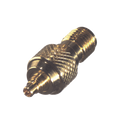 Adaptador en Línea, de Conector SMA Hembra a MMCX Macho, Oro/ Oro/ Teflón.