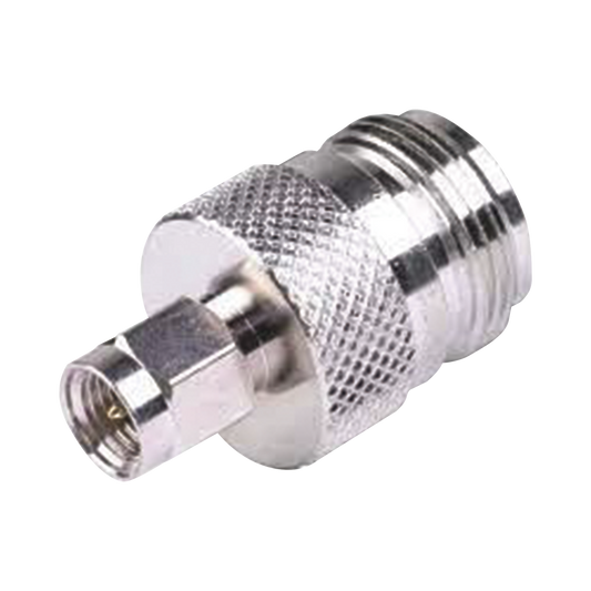 Adaptador en Linea de Conector SMA Macho a N Hembra, Niquel/ Oro/ Teflón.