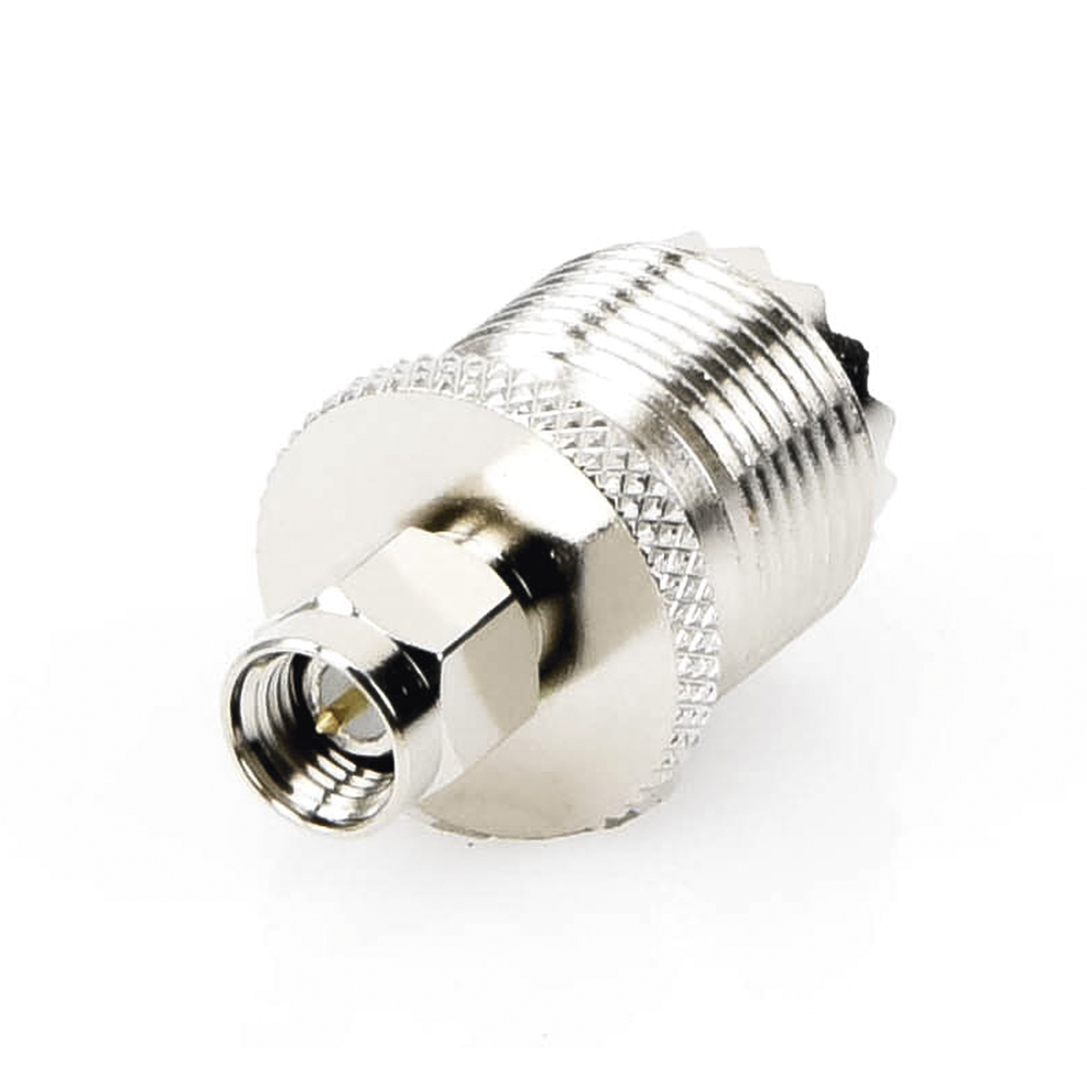 Inline Adapter, SMA Male to UHF Female (SO-239) Connector, Nickel/Gold/Teflon.