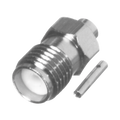  Conector SMA Hembra en Línea para Cable Semi-Rígido de 0.085" de Diámetro, Grupo SR1, Níquel/ Oro/ Teflón.