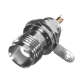 Conector TNC Hembra de Rosca Izquierda para Panel Frontal, Níquel/ Oro/ Teflón.