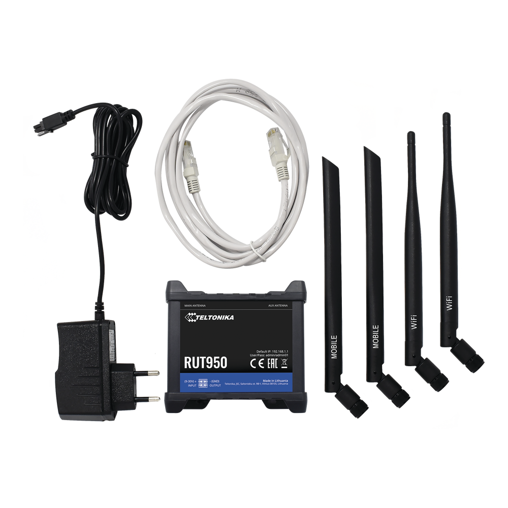 Dual SIM LTE router, 4 Ethernet ports, connectorized, Bands B1, B2, B3, B4, B5, B7, B8, B28