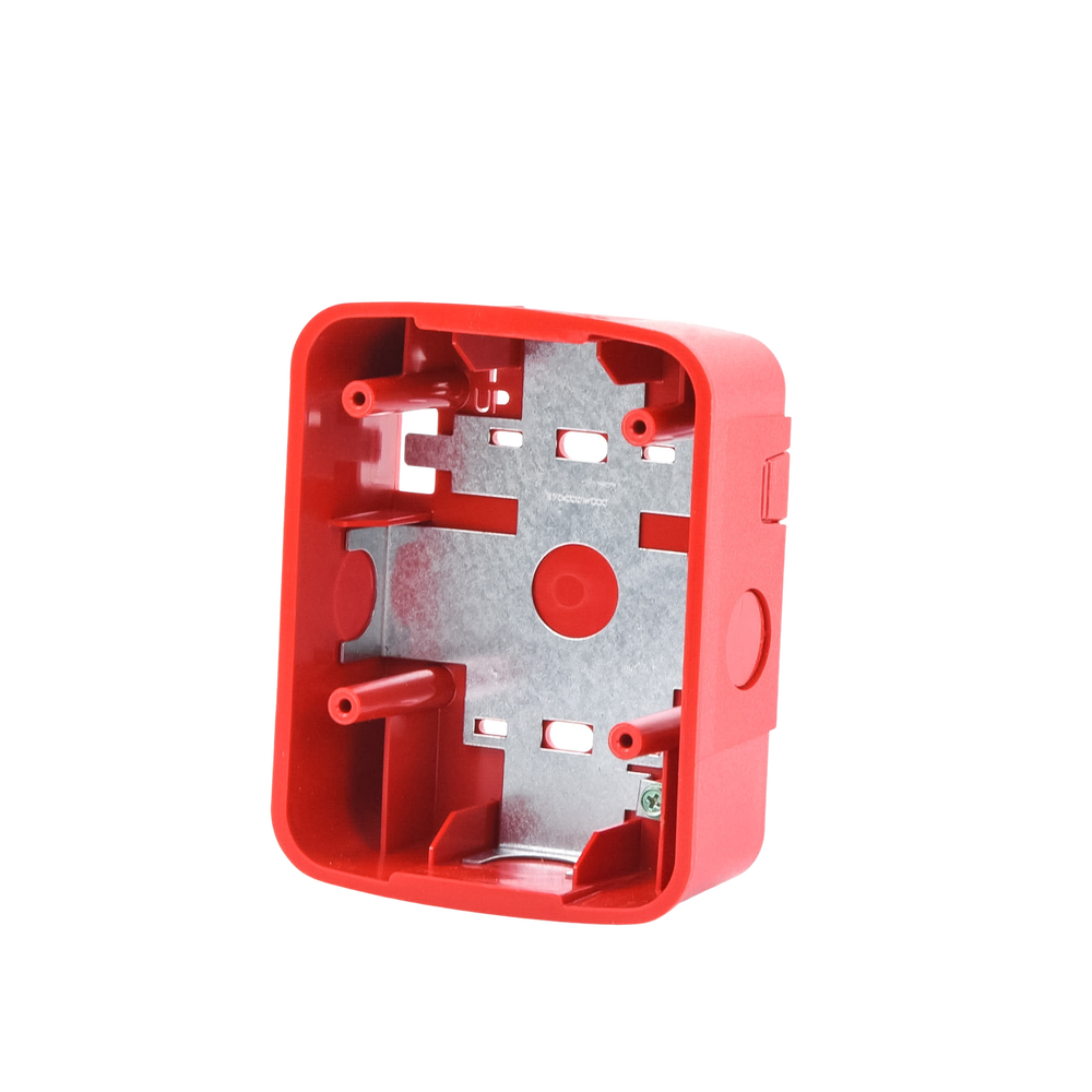 Wall Mount Box for Horn and Horn with Strobe Light and for Ceiling Mounting of Horns, Red Color
