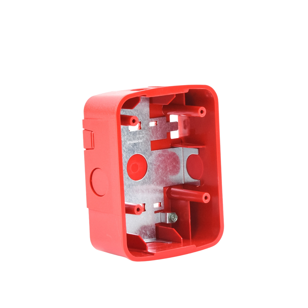 Wall Mount Box for Horn and Horn with Strobe Light and for Ceiling Mounting of Horns, Red Color