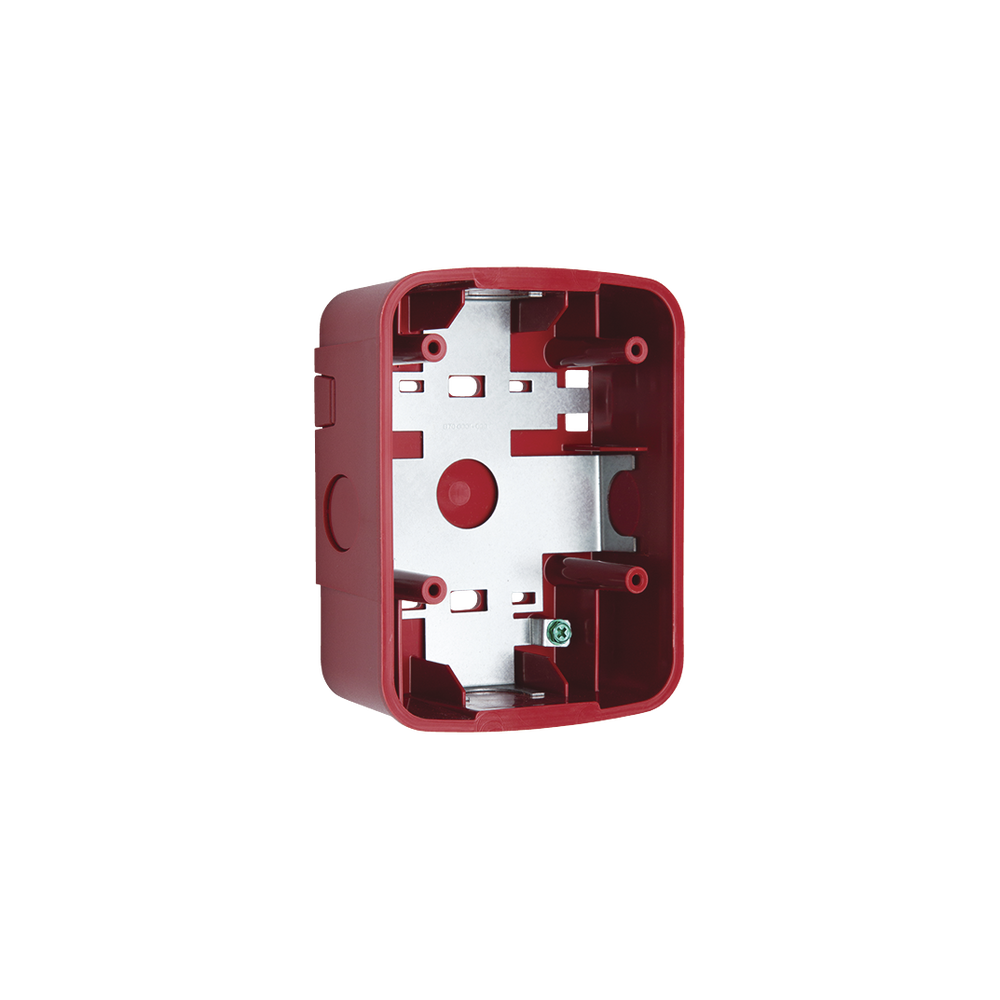 Caja de Montaje en Pared para Bocina y Bocina con Lampara Estroboscopica y para montaje en Techo de Bocinas, Color Rojo