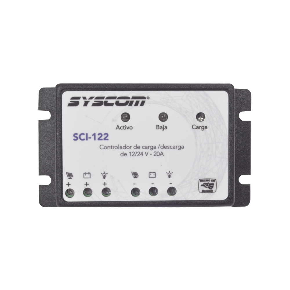 Controlador de Carga y Descarga para Sistemas Solares 20 A, 12/24 Vcd