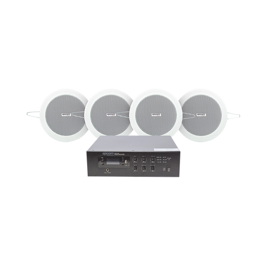 KIT de Amplificador de 120W para Escritorio | 4 Altavoces de Plafón de 4in | 3 - 6W | Sistema 70/100V