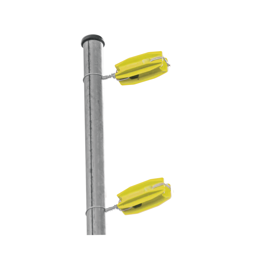 Yellow insulator for high-strength corner posts with UV protection for use in electric fences